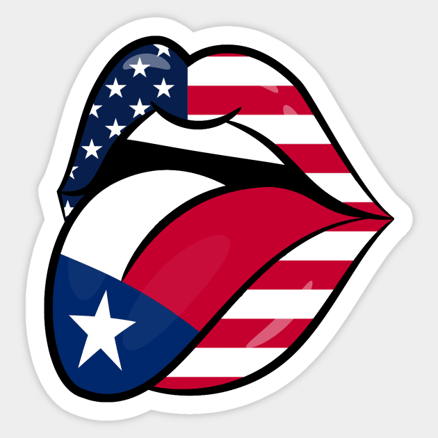 Texas American Flag Mouth Sticker by ZSONN